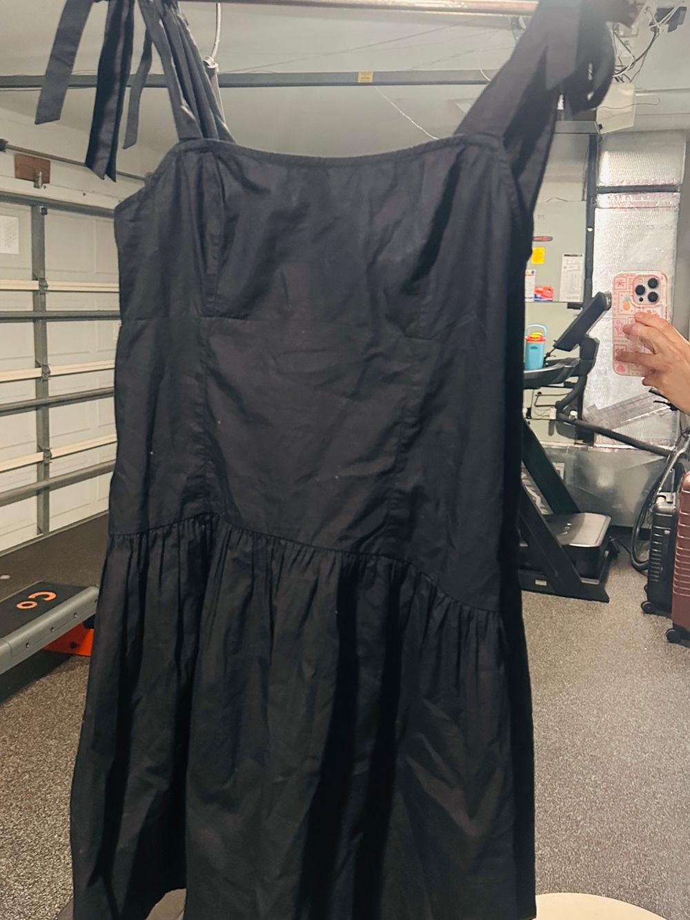 American Eagle Outfitters Black Tie-Shoulder Midi Dress